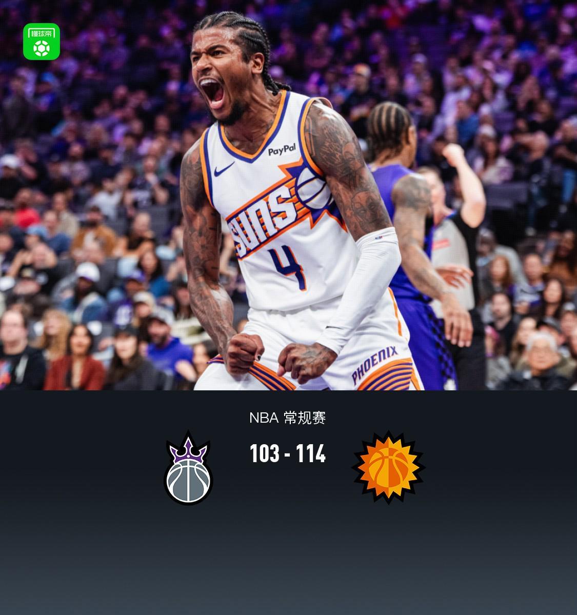 九游体育入口-太阳114-103轻取国王，杰伦-格林20分，布克复出17+6